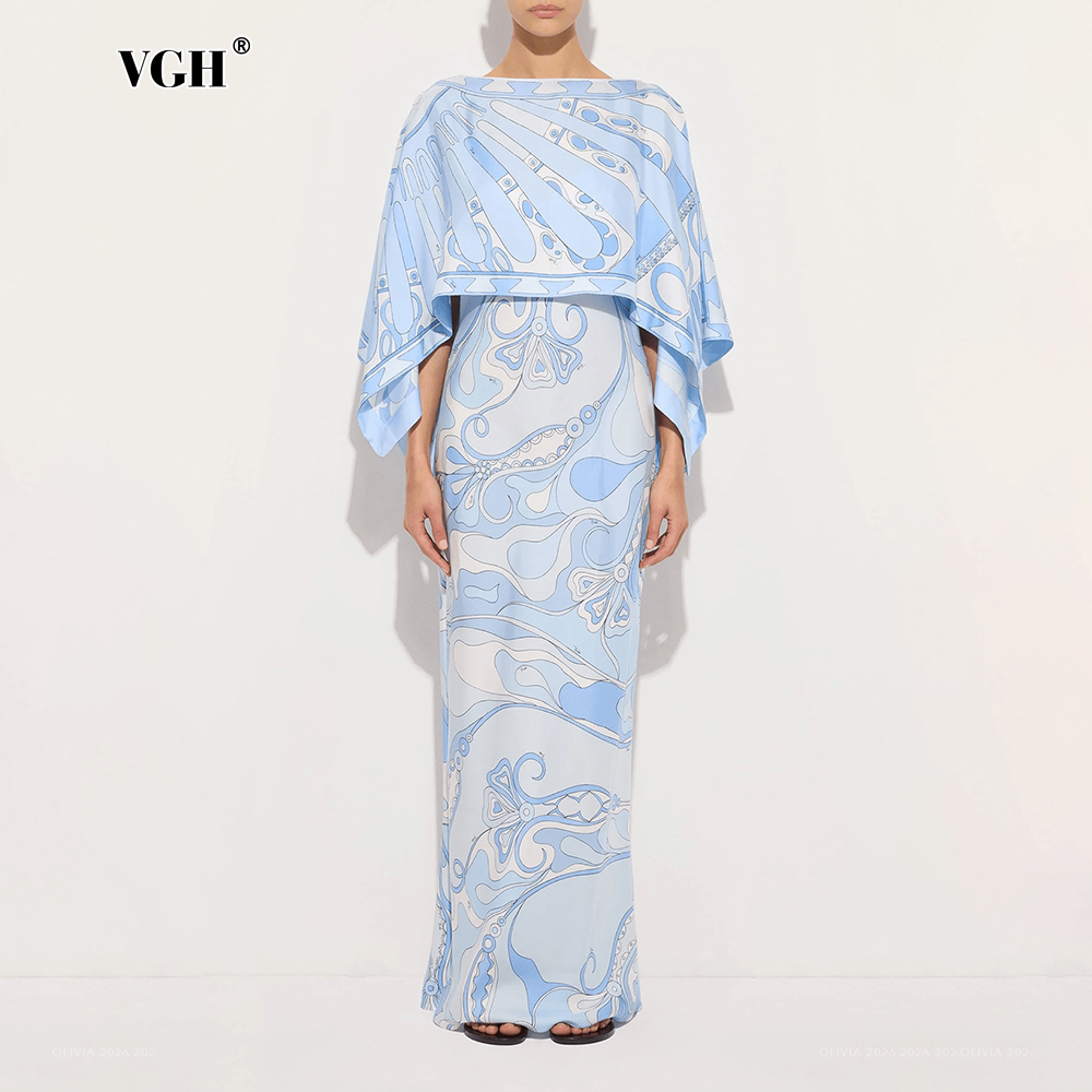 Shift Dress Sleeveless - VGH Açık Mavi Soyut Baskılı İki