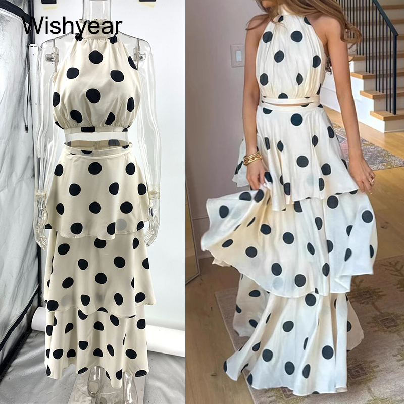 Shift Dress Sleeveless - Wishyear Puantiyeli Baskılı 2 Parça Set