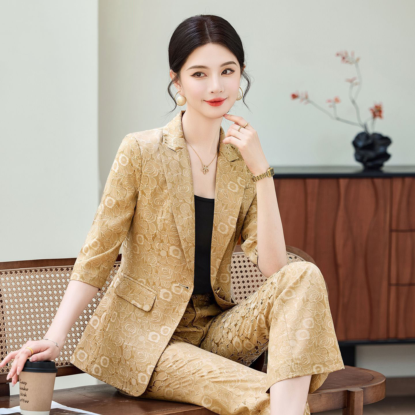 Women'S Office Formal Wear For Ladies - Moda Kayısı Rengi Yarım Kol Profesyonel