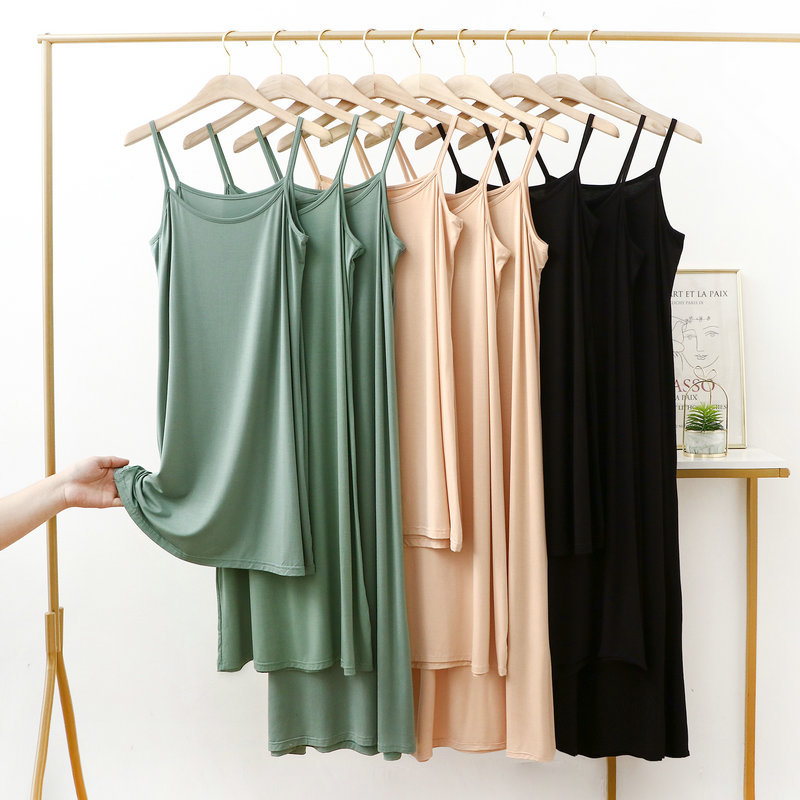 Shift Dress Sleeveless - Artı boyutu kolsuz modal askılı elbise