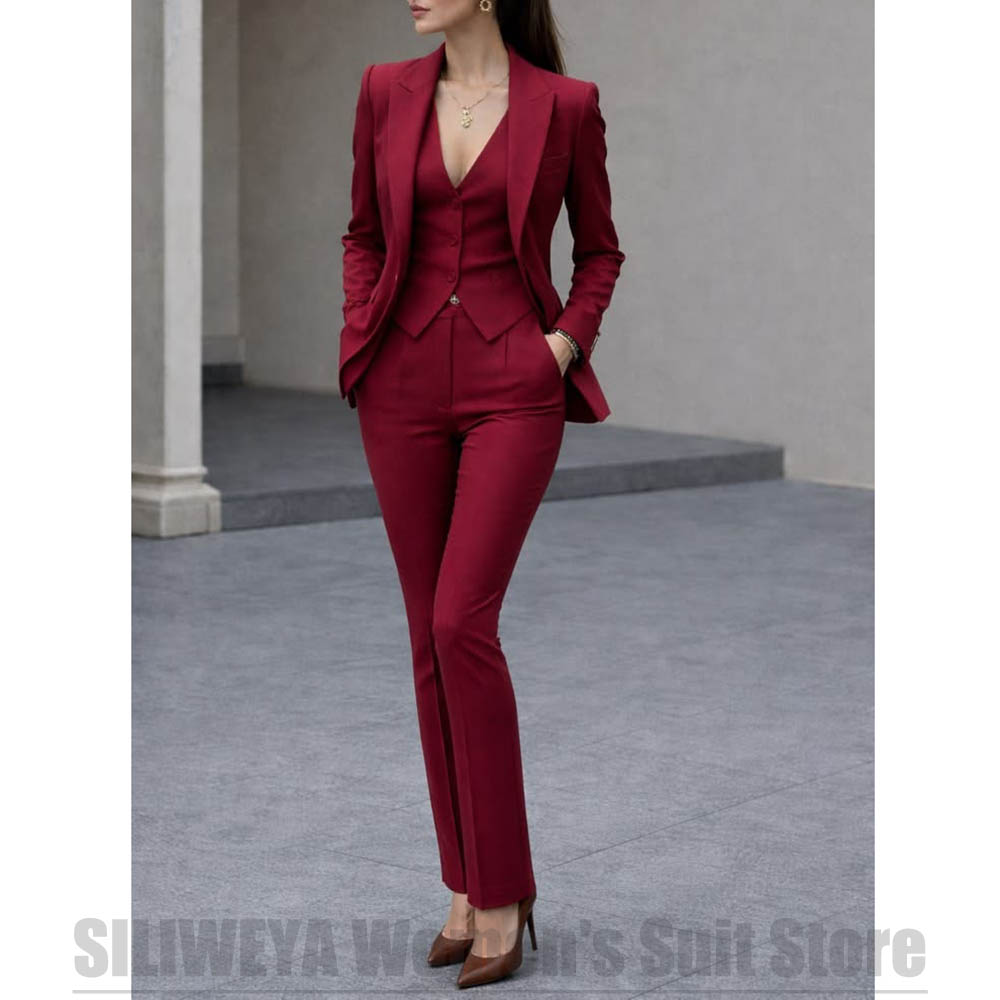 Women Formal Wear Blazer Set - Kadın 3 Parça Takım Elbise Seti