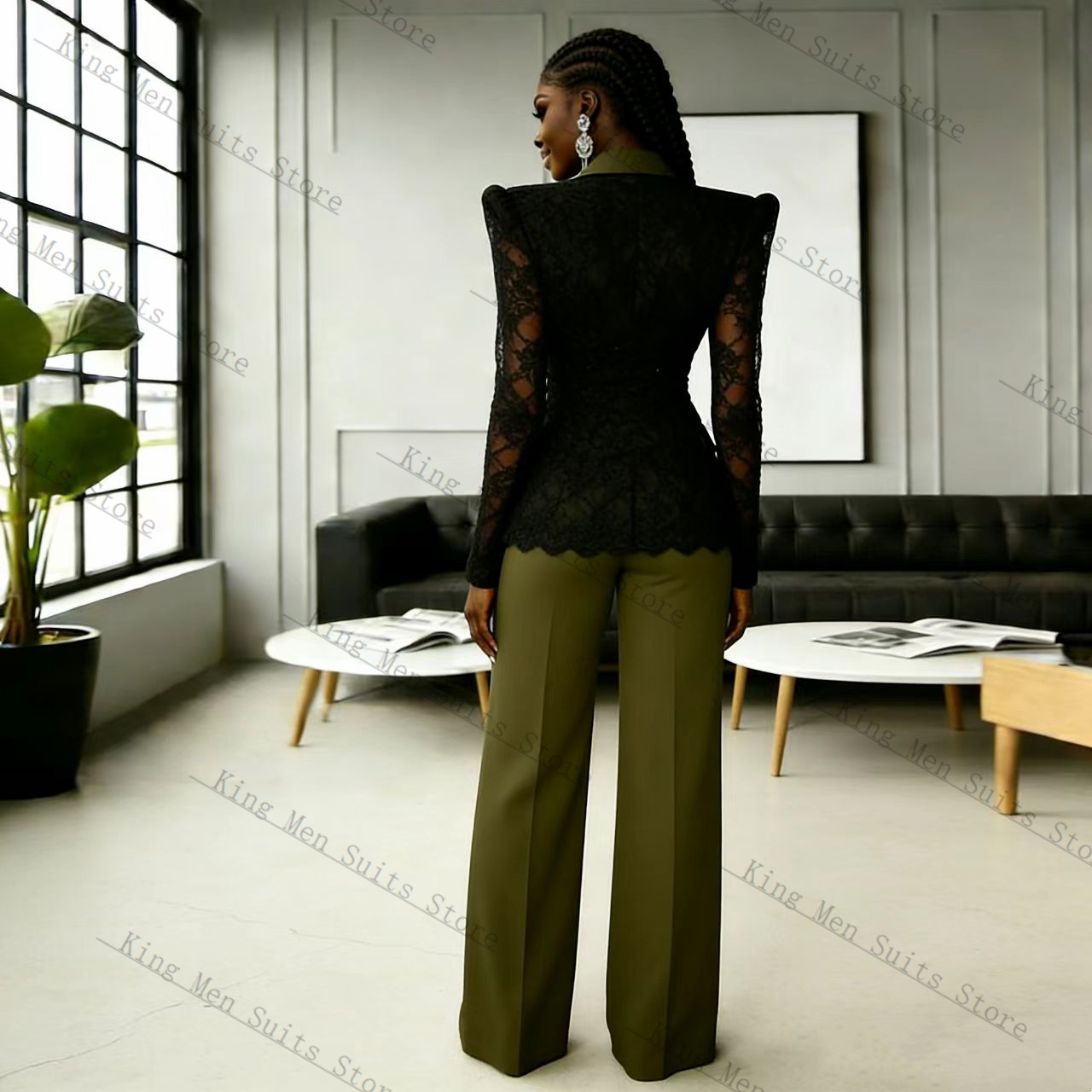 Yeşil Siyah Dantel Kadın Takım - Women Formal Wear Trousers incelemesi ve fiyatı